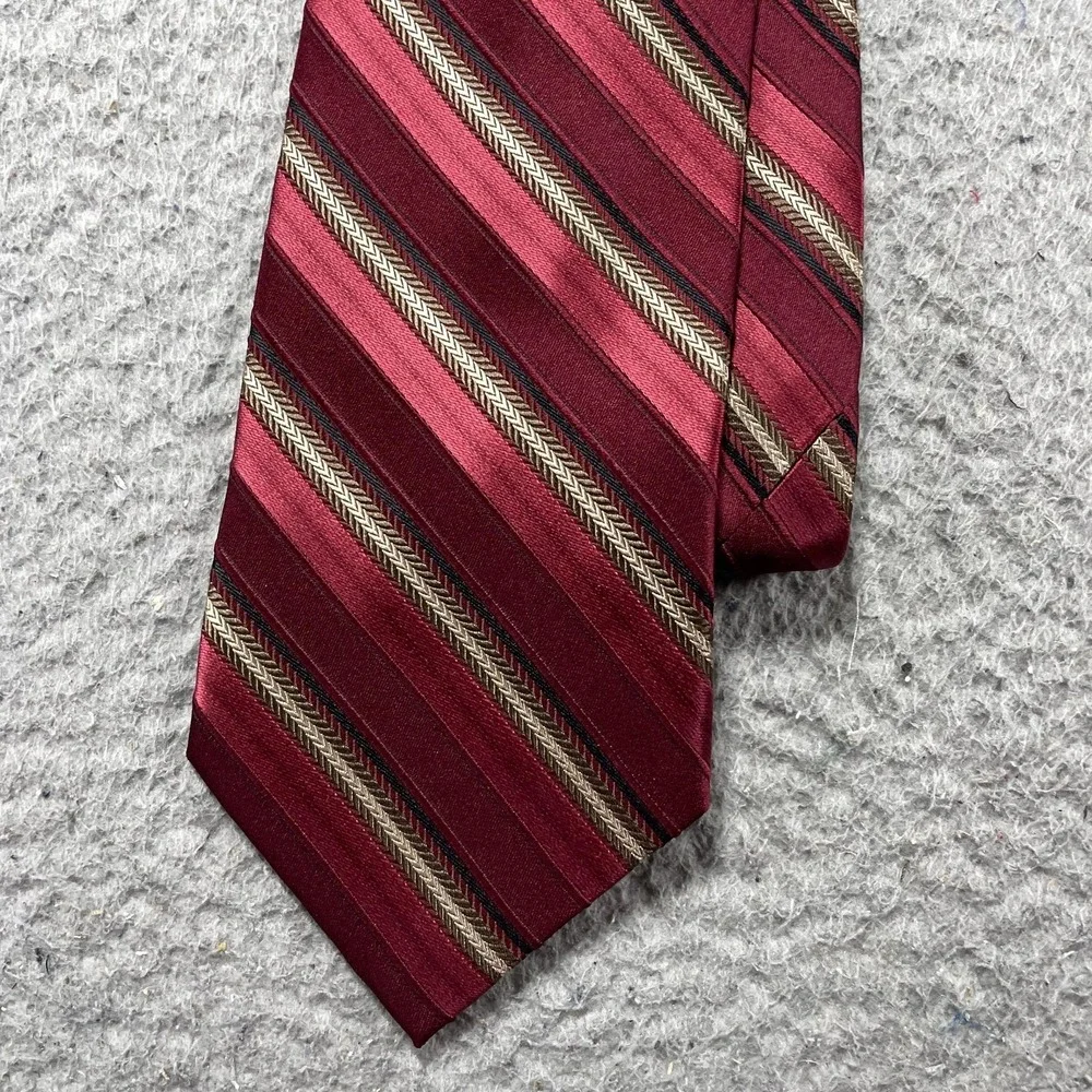 Siena Collezione Tie Mens One Size Red Striped Classic Satin Silk Necktie